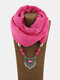 Vintage Ethnic Tassel Pendant Solid Color Dacron Alloy Scarf Necklace - Rose