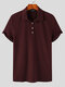 Chemise de golf décontractée à manches courtes en tricot côtelé uni pour hommes - Vin rouge