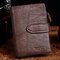 Genuine Leather Vintage Small Short Wallet Card Holder Purse For Women - Coffee