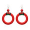 Women's Retro Earrings Big Circle Ceramic Ear Drop Earrings - Red