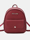 Women Faux Leather Fashion Mini Lightweight Multi-Pocket Backpack - Red