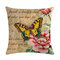 Capa de almofada de algodão de linho borboleta estilo vintage fronhas de lance para sofá doméstico - #3