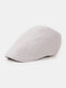 Unisex Cotton Linen Solid Color Retro Casual British Forward Hat Berets - White