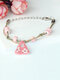 Vintage Blumenmuster Fächerförmiger Anhänger Geflochtene Perlen Wachs Seil Keramik Kupfer Armband - Pink 1