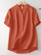 Solid Button Short Sleeve Casual T-shirt - Orange