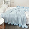 150x200cm Soft Knitted Crochet Throw Blanket Long Pile Pom Super Warm Bed Sofa Cover Decor - Blue