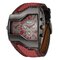 Sport Quartz Wristwatch Two Movements Big Clock Leather Strap Fashion Watch for Men - Red