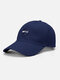 Unisex Cotton Solid Color Letter Round Label Embroidery All-match Sunshade Baseball Cap - Navy