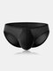 Mens Sexy Underwear Ice Silk Thin Transparent Cool Breathable Seamless Solid Color Briefs - Black