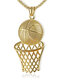 Trendy Hip Hop Basketball Hoop Basketball Pendant Titanium Steel Alloy Necklace - Gold