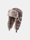 Men Artificial Fur Dacron Christmas Elk Striped Pattern Outdoor Windproof Ear Protection Thicken Warmth Trapper Hat - Coffee