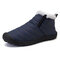 Women Waterproof Cloth Non Slip Plush Lining Solid Color Snow Ankle Boots - Blue