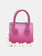 Mini Gradient Color Small Square Bag Pearl Sweet Shoulder Bag Handbag - Pale Pink