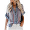 Cardigan Pocket Short-sleeved Shirt Female Loose Blouse - Denim Blue