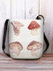 Women Mushroom Pattern Print Crossbody Bag Shoulder Bag - White