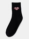 5 जोड़े महिला कपास जैक्वार्ड प्यार फैशन गर्मजोशी सांस लेने योग्य ट्यूब मोजे - काली