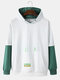 Mens Contrast Stitching Sleeve 2 In 1 Casual Drawstring Hoodies - White