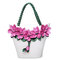 Brenice Leather Flower Decoration Bucket Bag National Style Sling Bag For Women - White