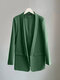 Solid Long Sleeve Lapel Blazer For Women - Green