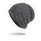 Men Women Beanie Hats Thicken Fabric Label Head Cap Knitted Sweater Caps - Gray (hat)