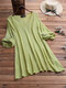 Casual Lace Patchwork Sleeve V-neck Plus Size Blouse - Green