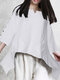Irregular Solid Color 3/4 Sleeve Plus Size Blouse - White