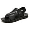 Men Breathable Mesh Portable Elastic Band Soft Beach Water Sandals - Black