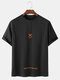 Mens Letter Embroidery Crew Neck Short Sleeve T-Shirt - Black