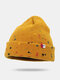 Unisex Acrylic Knitted Colorful Graffiti Letter Label Fashion Warmth Cone Brimless Beanie Hat - Yellow