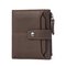 Men Genuine Leather Card Slots Wallet Zipper & Hasp Short Wallet Vintage  - Khaki