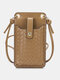 Women PU Leather Anti-theft Card-holder 6.5 Inch Phone Bag Crossbody Bag - Brown