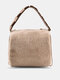 Women Dacron Fashion Plush Chain Winter Crossbody Bag Handbag - Apricot