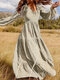 Цветочный принт Длинные рукава V-образный вырез На каждый день Платье For Женское - Абрикос