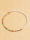 Trendy Vintage Colorful Round Beads Soft Pottery Artificial Pearls Patchwork Beaded Necklace - #01