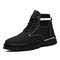 Men Microfiber Leather Lace Up Work Style Elastic Sock Ankle Boots - Black