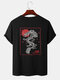 Mens Chinese Dragon Back Print Street Short Sleeve T-Shirts - Black