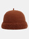 Unisex Wool Blended Solid Color Jacquard Vintage Warmth Brimless Beanie Landlord Cap Skull Cap - Caramel Color