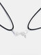 1 Pair Simple Hand Pull Hook Commitment Pendant Couple Necklace Valentine's Day Gift - Black Rope White Pendant+Black R