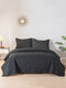 3PCs Dacron Brushed Qulit Solid Color Bedding Sets Bedspread Quilt Cover Pillowcase - Black