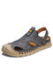 Men Two Ways Wearing Outdoor Closed Toe Hand Stitching Water Sandals - Gray
