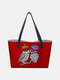 Women PU Leather Large Capacity Floral Cat Butterfly Printing Cute Handbag Shoulder Bag Bucket Bag Tote - #10