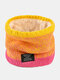 Men Cotton Knitted Plus Velvet Thickened Mixed Color Gradient Letter Label Neck Protection Warmth Collars Scarf - Yellow