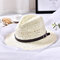 Unisex Summer Foldable Sunscreen Jazz Hat Casual Breathable Beach Sun Straw Fisherman Hat - Milk White