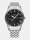 2 Couleurs Alliage Acier Inoxydable Hommes Vintage Business Watch Pointeur Décoré Quartz Lumineux Watch - Noir