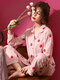 プラスサイズのコットンプリントパジャマは女性の冬の春のためのストライプのカーディガンパジャマを設定します - ＃03