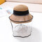 Bow Straw Hat Children Sun Hat Removable Face Screen  - Coffee