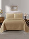 3PCS Embosses Pattern Solid Color Bedding Sets Bedspread Quilt Cover Pillowcase - Brown