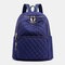 Women Large Capacity Argyle Casual Travel Backpack - Blue