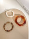3 Pcs Brief Ins Irregular Millet Bead Acrylic Freshwater Pearl Rings - Tortoiseshell
