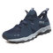 Men Outdoor Mesh Breathable Elastic Lace Casual Hiking Shoes - Navy